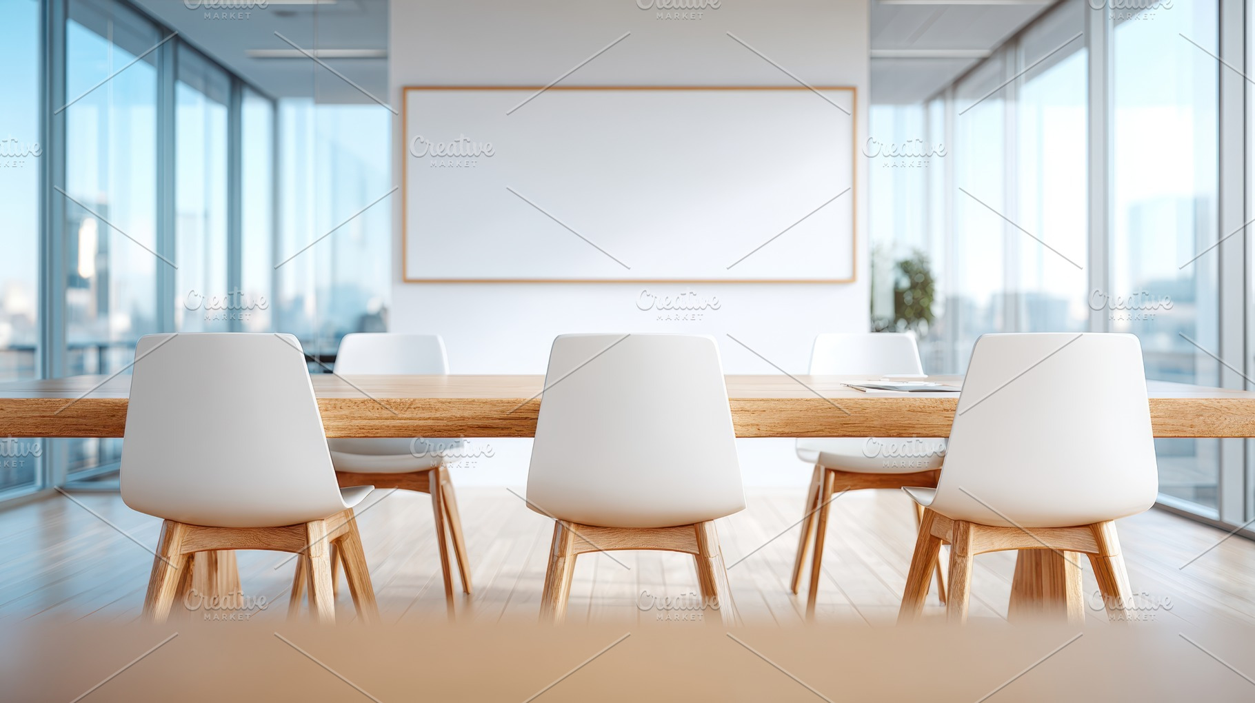 Modern conference room with table and chairs, a Business Photo by AlyaAnd