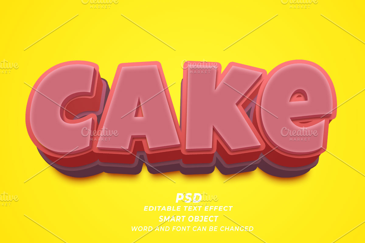 Cake PSD 3D Editable Text Effect, a Layer Style Add-On by TrueVector (Photo 1 of 2)