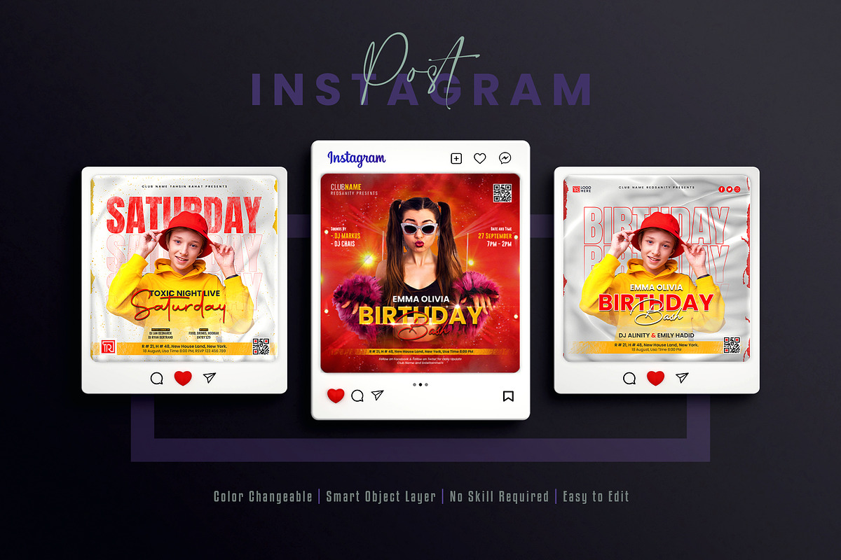 Birthday Social Media Post Bundle, a Social Media Template by Creative_View (Photo 5 of 8)