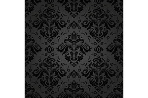Damask Seamless Vector Black Pattern, a Decorative Illustration by FineArtStudio