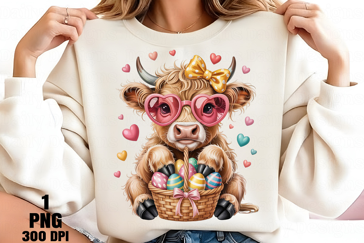 Easter Day Highland Cow PNG, an Illustration by Daily.Designs (Photo 4 of 5)