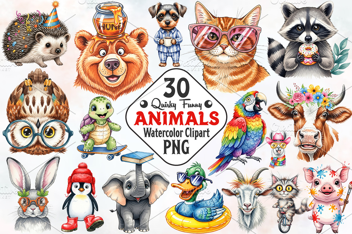 Quirky Funny Animals Sublimation, an Illustration by RobertsArt (Photo 1 of 7)
