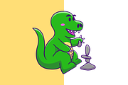 Cute Dino Playing Stone Cartoon, an Animal Illustration by Artstorystudio (Thumbnail 2 of 3)