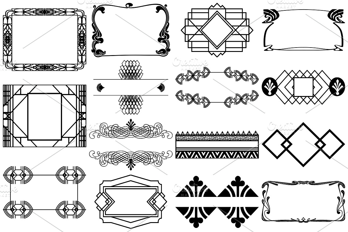 Art Deco/Nouveau Elements AI EPS PNG, a Decorative Illustration by FrankiesDaughtersDesign (Photo 3 of 7)