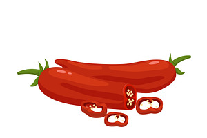 Red hot chili peppers with chunks, a Food Illustration by Vectorbuum