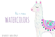 Watercolor Llamas Art Pack, an Animal Illustration by PaperSphinx (Thumbnail 2 of 2)