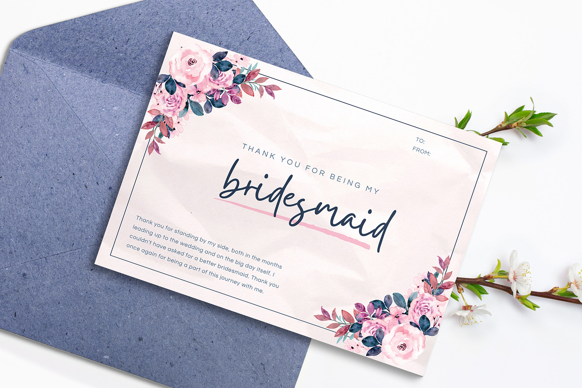 Bridesmaid Thank You Card Template, a Card Template by ByKopi (Photo 3 of 4)
