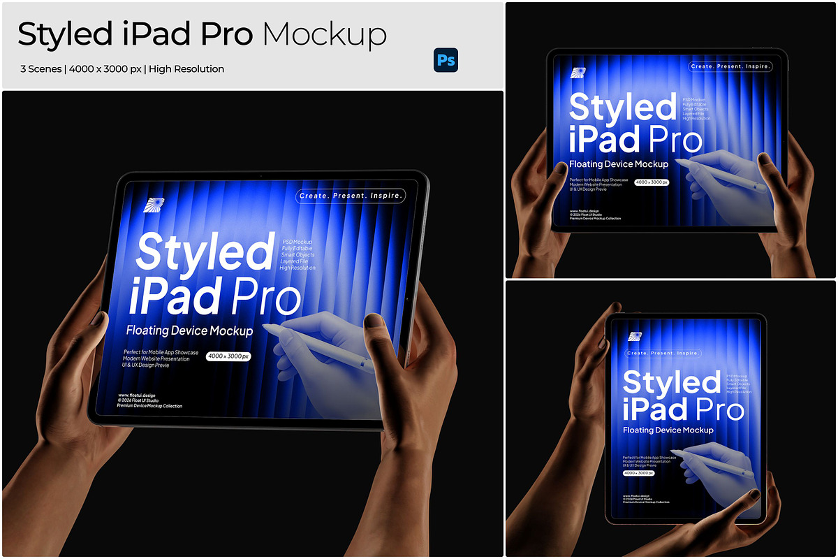 Styled iPad Pro Mockup, an iPad Mockup by Bartama Graphic (Photo 1 of 5)