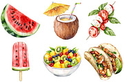 Watercolor Summer Foods Clipart, an Illustration by Craft Nest (Thumbnail 4 of 6)
