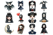 Whimsical Gothic Vampire Dolls, an Illustration by Design Market (Thumbnail 3 of 3)