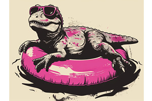 Cool Dinosaur Relaxing In Sunglasses