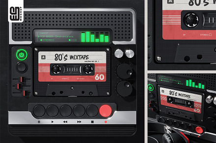 Cassette in the Audio Player Mockup