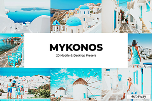 20 Mykonos Lightroom Presets & LUTs, a Preset Add-On by skybluecreative