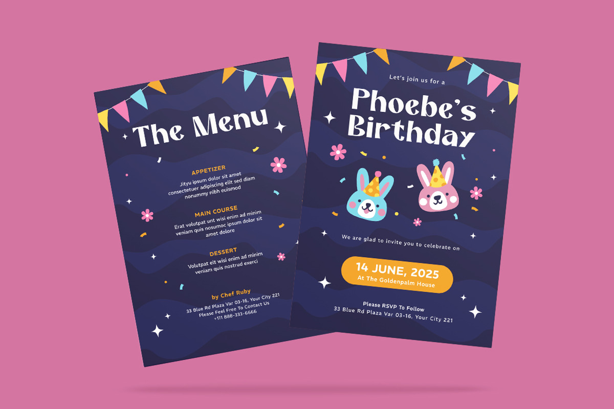 Cute Bunnies Birthday Invitation, an Invitation Template by iDoodle Studio (Photo 4 of 4)