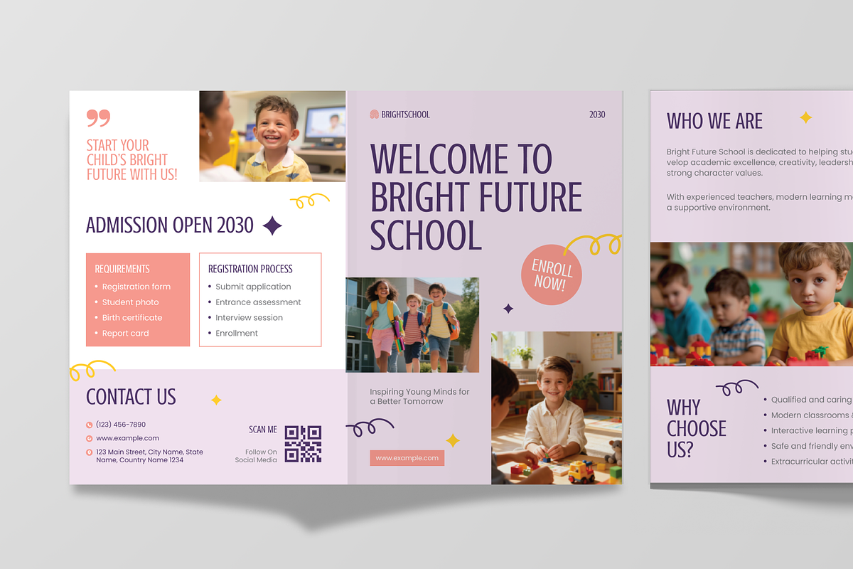 School Admission Bifold Brochure, a Brochure Template by Annora Studio (Photo 5 of 6)