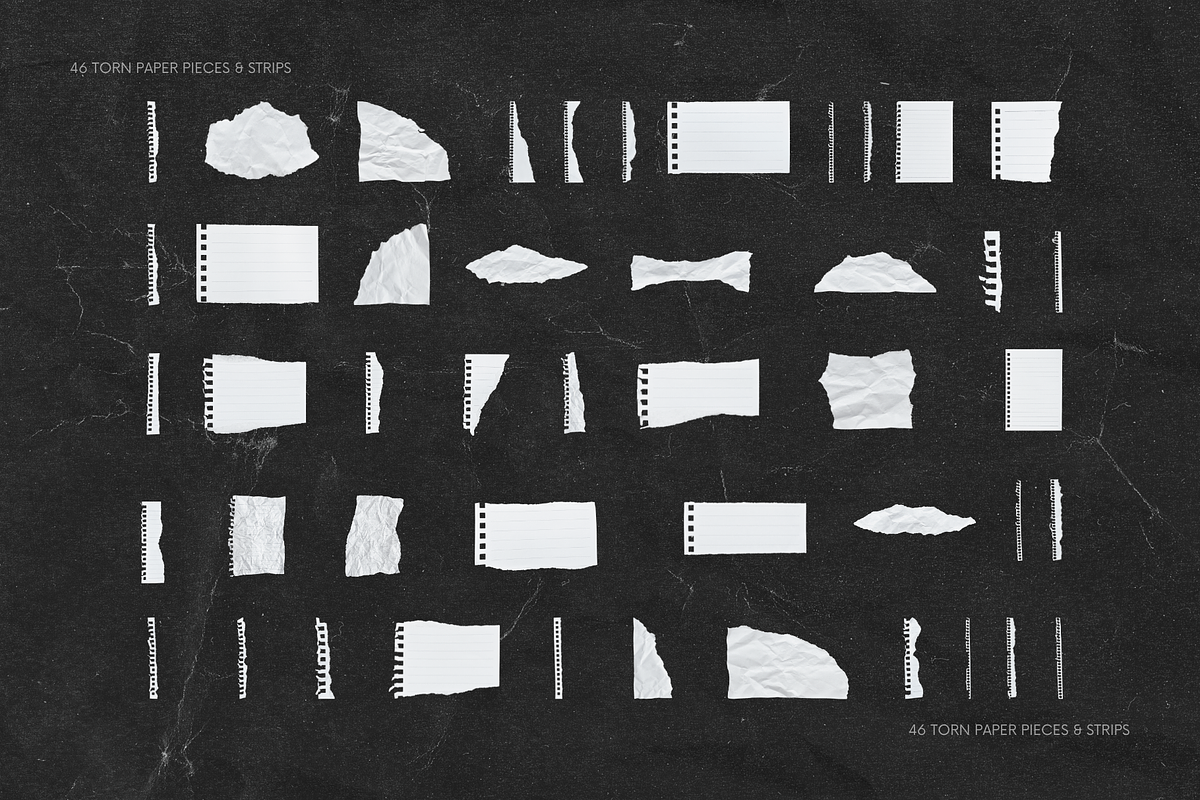 46 Textured Torn Paper Pieces Strips, a Texture Graphic by Ksuview (Photo 2 of 8)