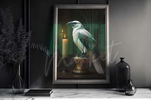 White Raven Gothic Digital Print