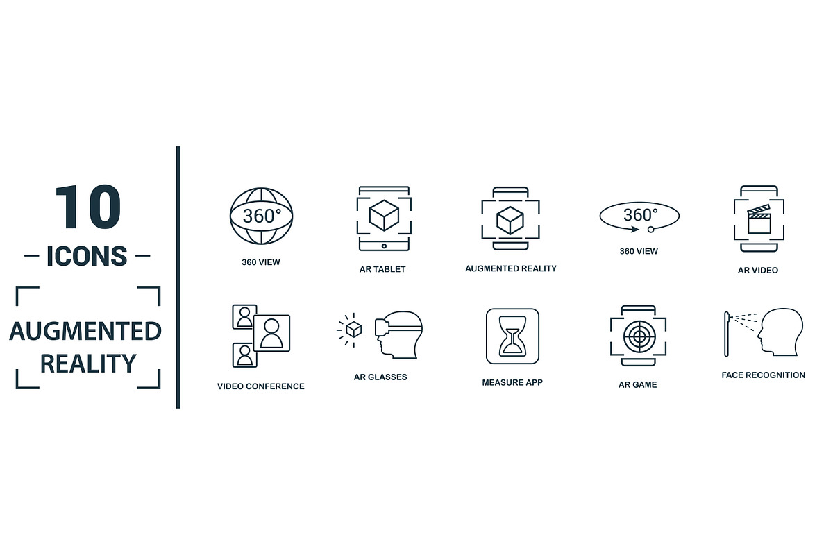 Augmented Reality Line Icon Set, an Object Graphic by Aimagenarium@gmail.com (Photo 3 of 3)