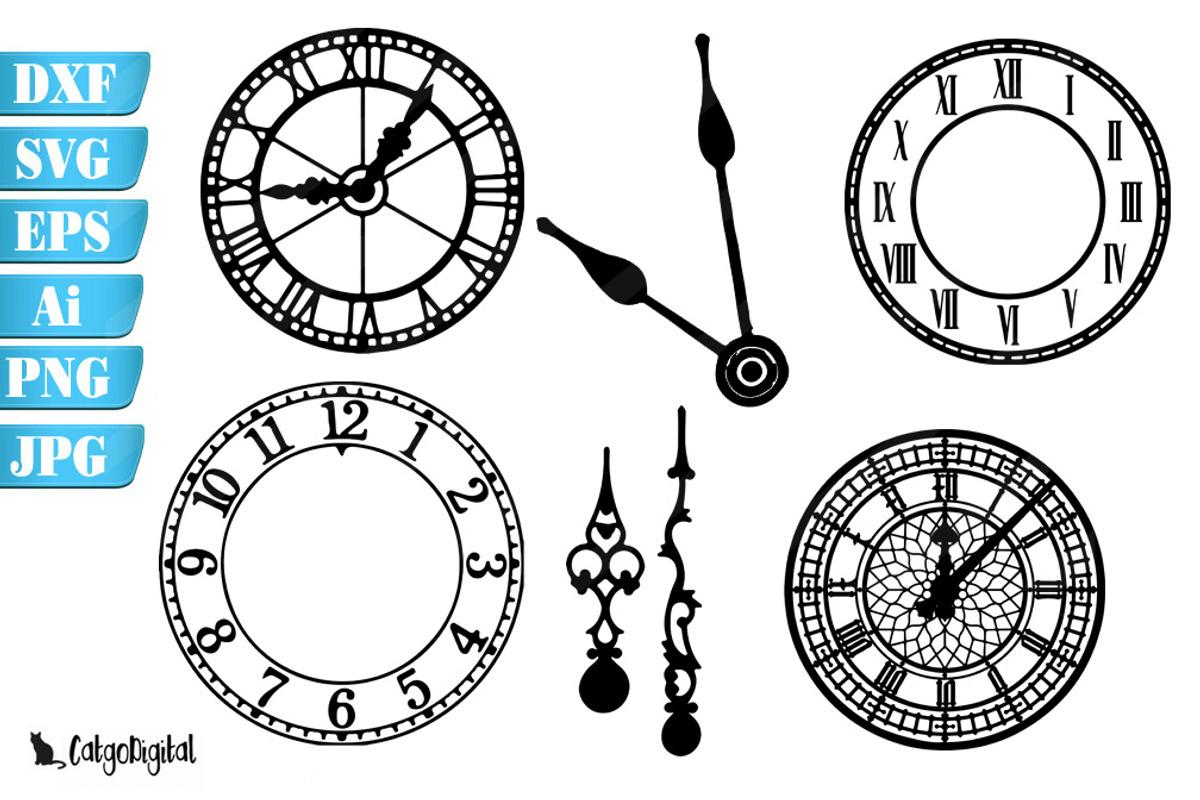 Clock Face Silhouettes SVG, an Illustration by CatgoDigital