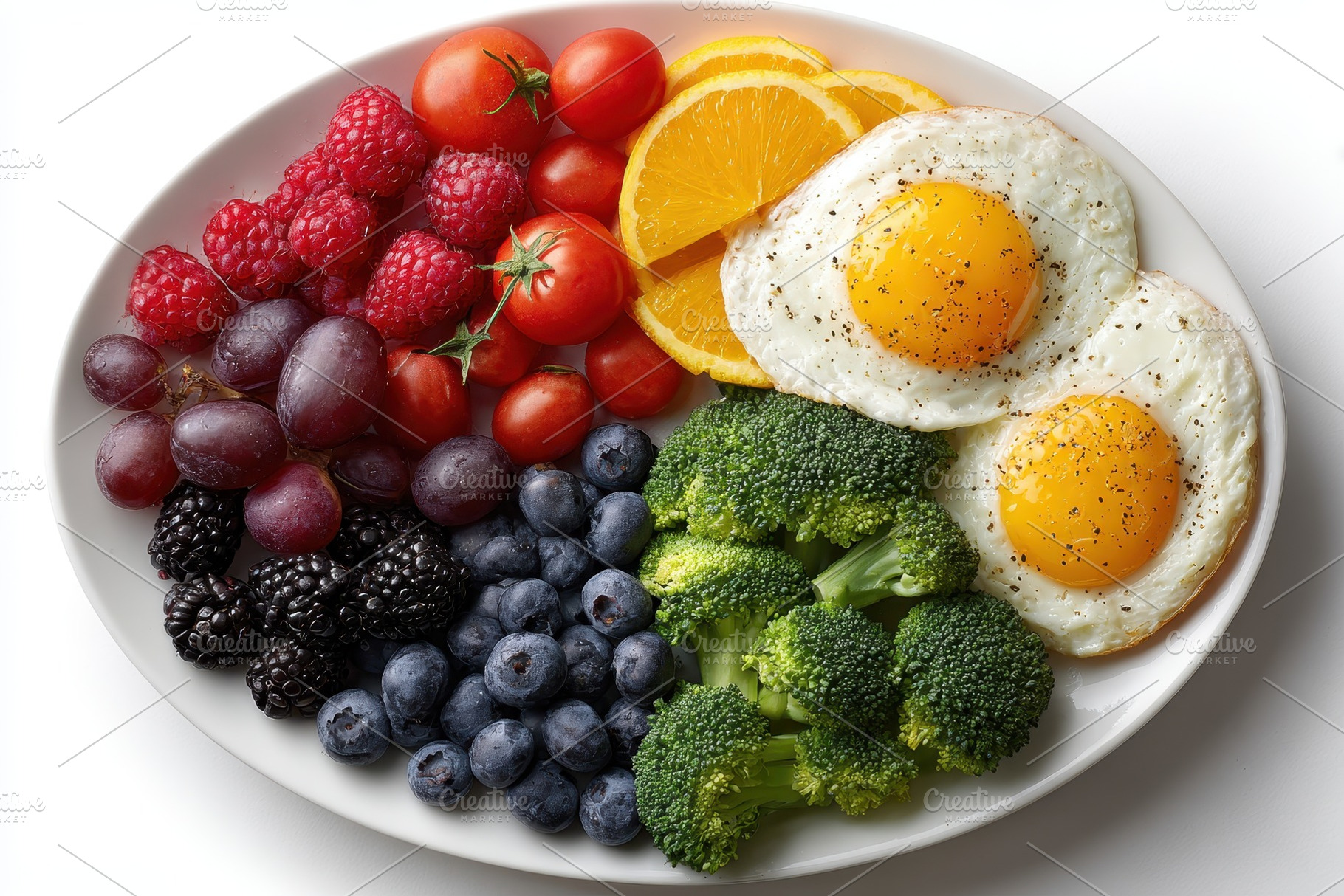 Healthy breakfast plate with eggs fr, a Photo by Pixeness Studio