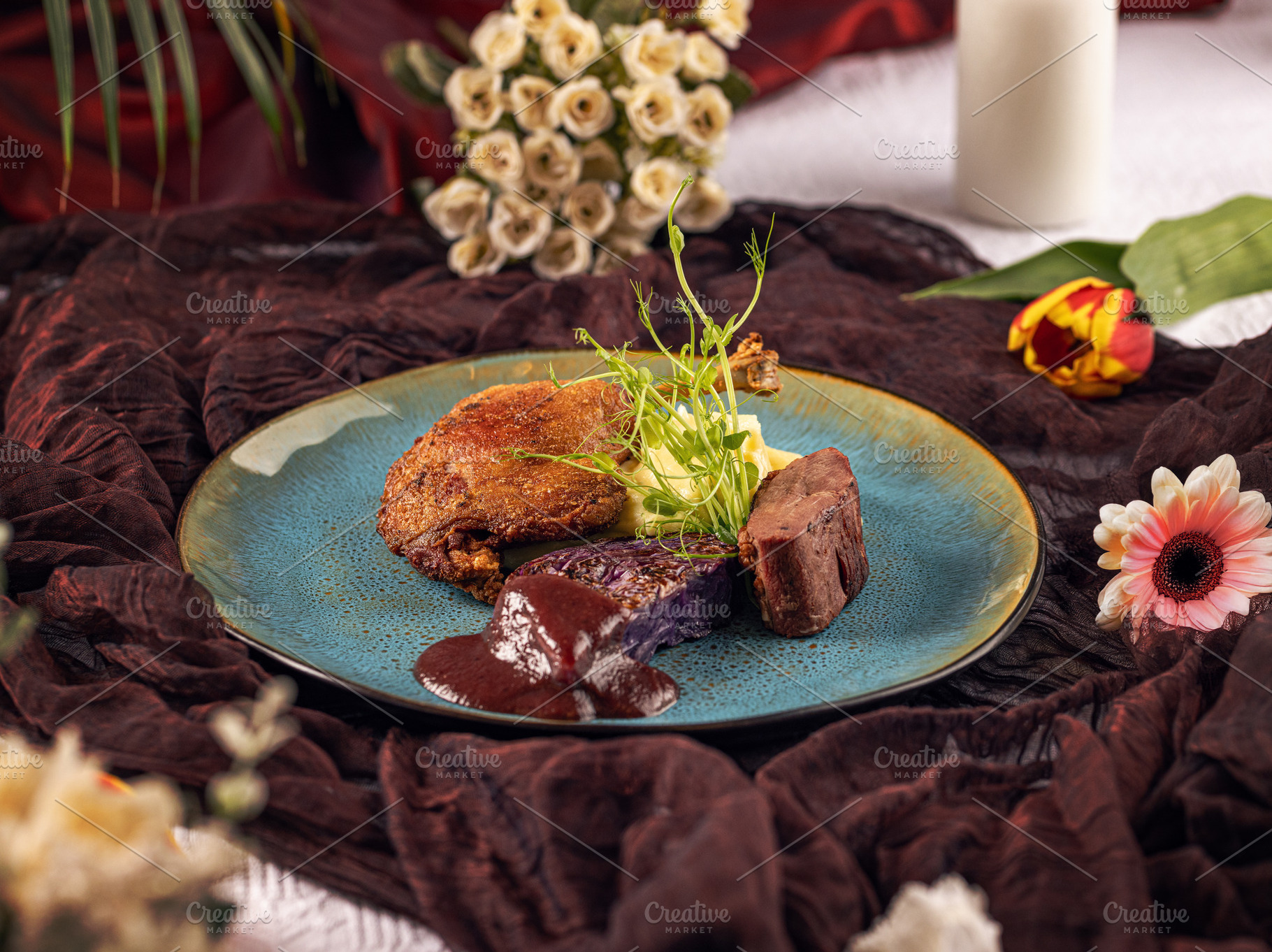 Delicious beef tenderloin with potato puree, a Food & Drink Photo by Grafvision photography