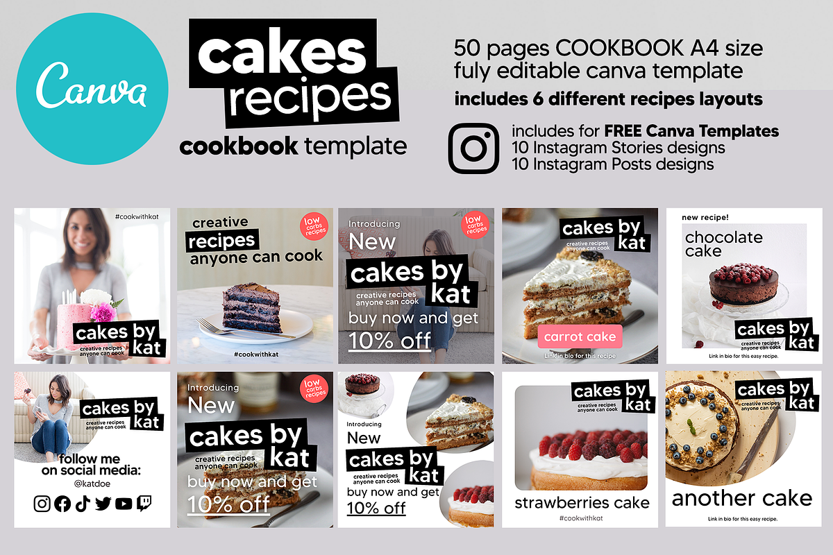 Canva Cake Recipes Cookbook Template, a Magazine Template by DeLaGranSiete (Photo 11 of 11)