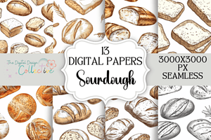 Seamless Watercolor Sourdough Bread