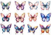 Watercolor Butterflies Clipart, an Illustration by Designworld (Thumbnail 2 of 4)