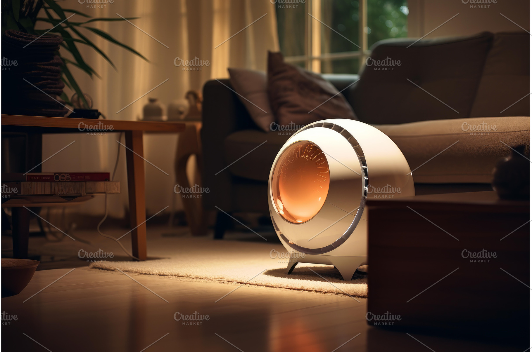 Modern air purifier operating in, a Technology Photo by Ylivdesign