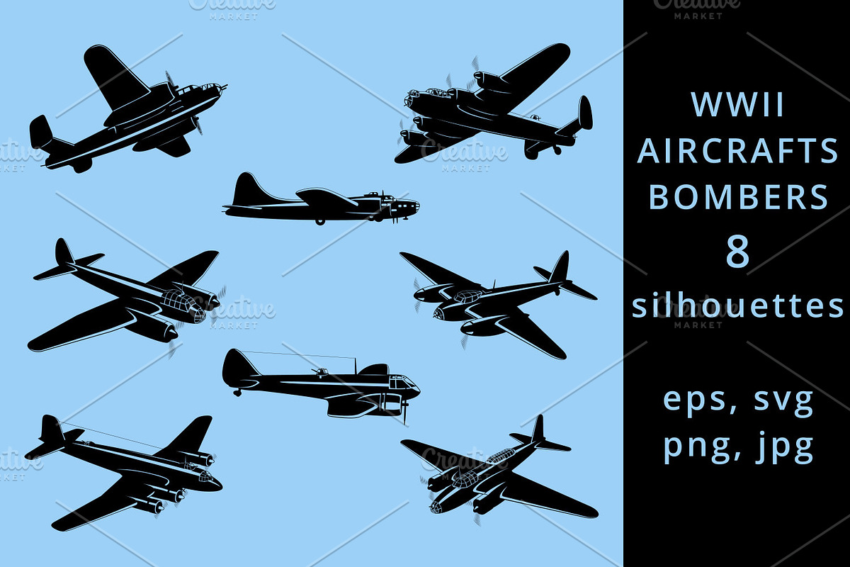 WWII Bombers Silhouettes, a Technology Illustration by Yurals Art (Photo 1 of 5)