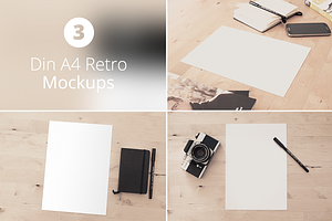 Din A4 Retro Mockup Bundle