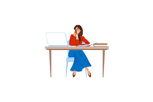 Tired businesswoman yawning at, a Person Illustration by pikepicture