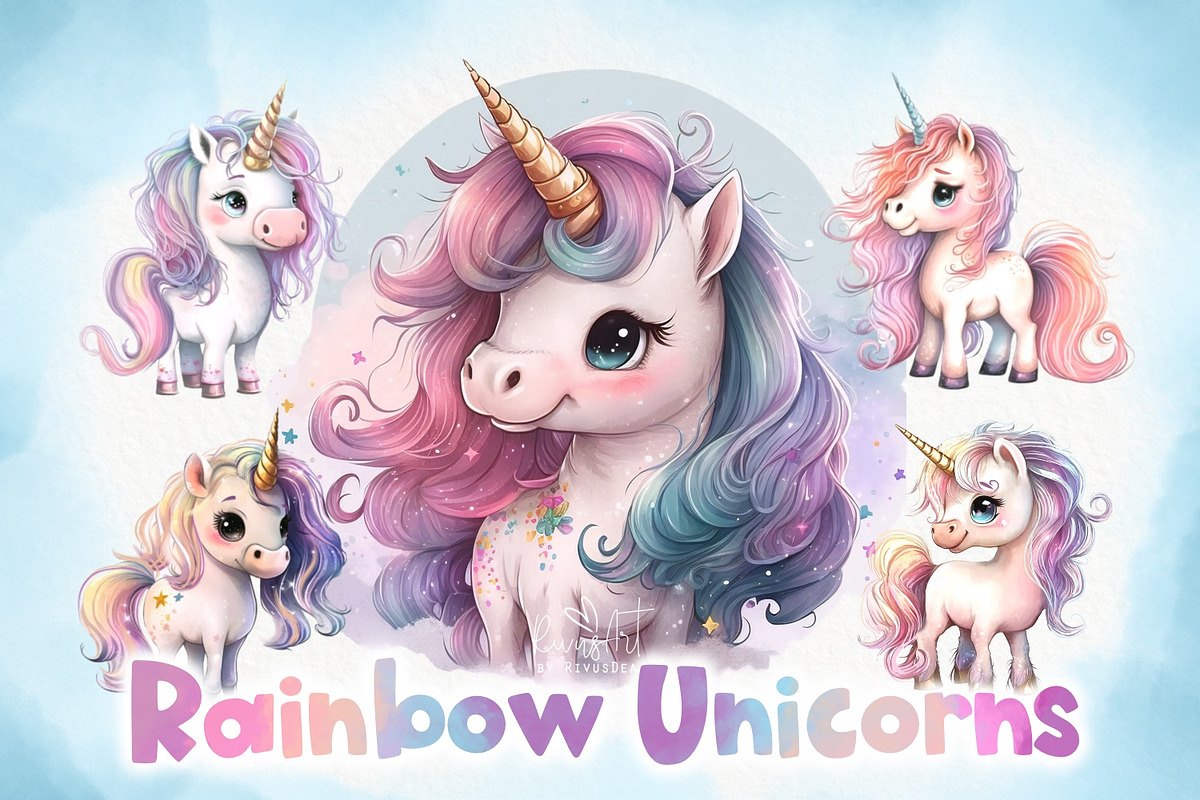 Unicorn PNG clipart. Unicorn Face., an Animal Illustration by RivusArt (Photo 1 of 4)