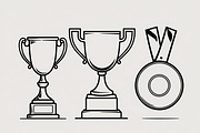 Trophy and Medal Silhouette Set, an Illustration by Gfx_Store (Thumbnail 2 of 7)