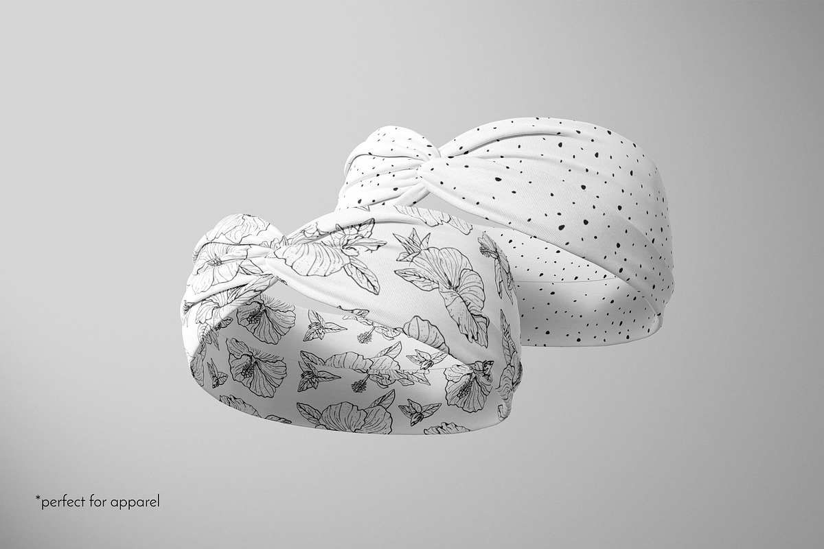 Hibiscus Line Drawing Floral Pattern, a Pattern Graphic by Rose Design (Photo 7 of 12)