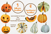 Autumn watercolor clipart pumpkins, an Animal Illustration by Artcard Watercolor (Thumbnail 3 of 15)