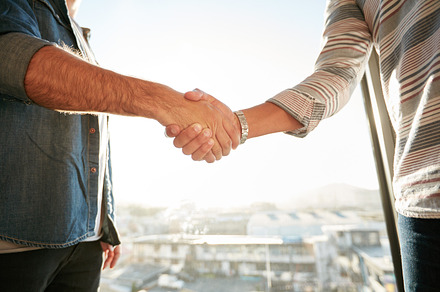 Businesspeople shaking hands containing adult, agreement, and business, a Business Photo by Jacob Lund