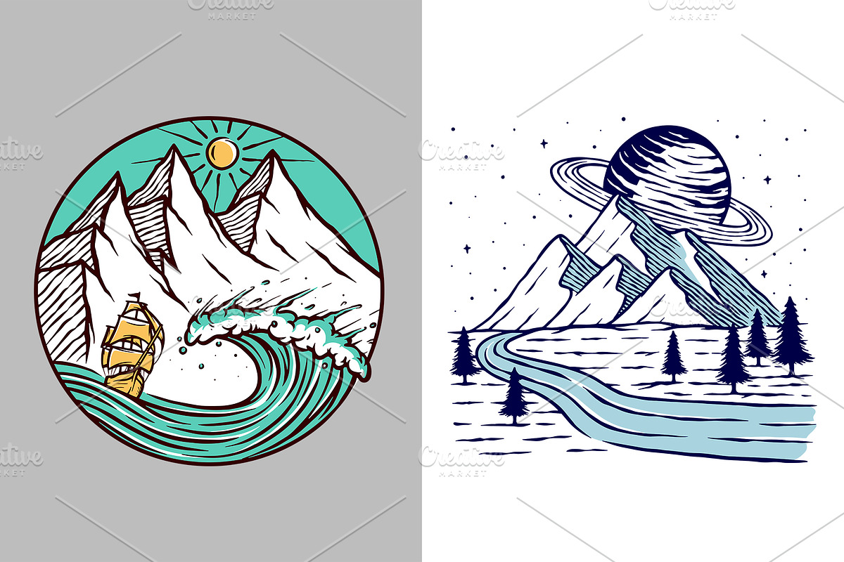 25 in 1 Bundle - Beach & Mountain, a Seasonal Illustration by gunaonedesign (Photo 17 of 21)