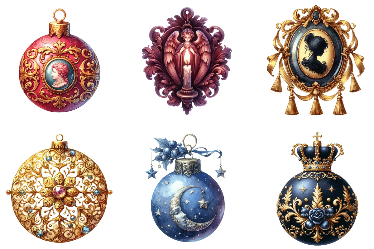 Victorian Christmas Balls Clipart, an Illustration by DreamArtGraphic (Photo 3 of 6)