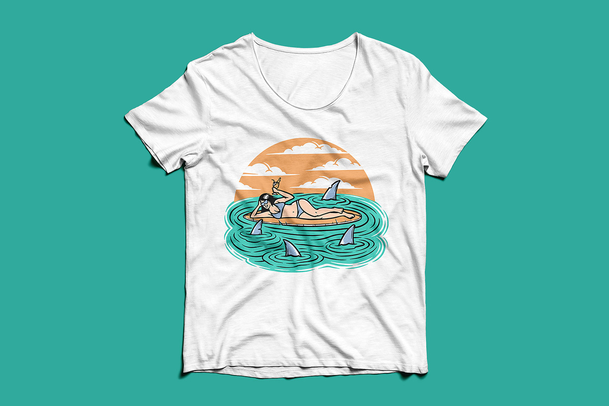 Woman surfer lying on surfboard, a Person Illustration by gunaonedesign (Photo 4 of 6)
