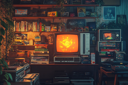Retro Gaming Room Nostalgia Vintage, a Background Photo by Pixeness