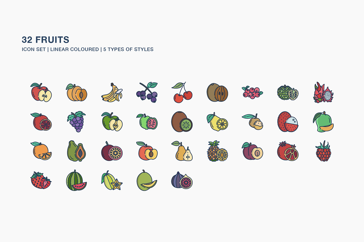 Fruits and slice icon set, an Icon by Icongeek26 (Photo 2 of 6)