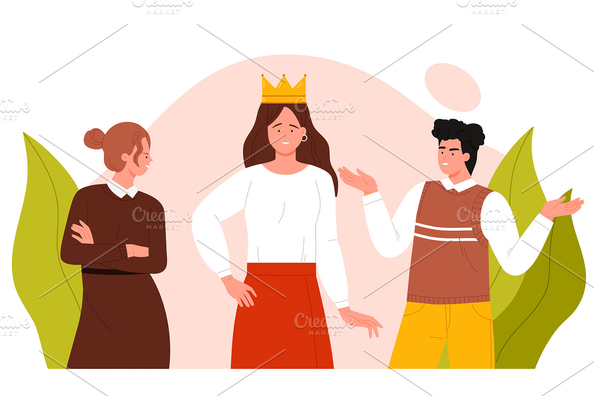 Jealousy and Crown Concept with, a Person Illustration by Flashvector