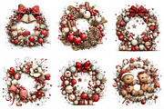 Whimsical Christmas Wreath Clipart, an Illustration by Craft Nest (Thumbnail 3 of 11)