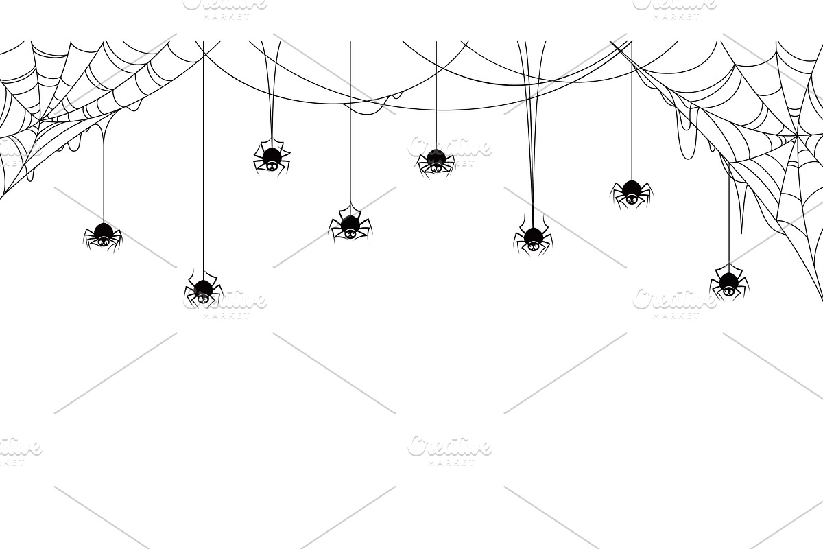Spider border frame background, a Seasonal Illustration by Buch&Bee