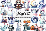 Ghost Cat Halloween Clipart, an Illustration by Daily.Designs (Thumbnail 1 of 5)