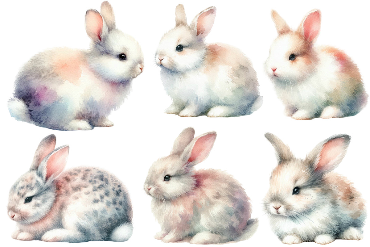 Watercolor Rabbit clipart, an Illustration by Designworld (Photo 4 of 6)