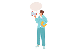 Male doctor communicates important, a Healthcare Illustration by Vectorbuum