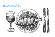 BIG set of food sketches, a Food Illustration by Steshnikova (Thumbnail 7 of 16)