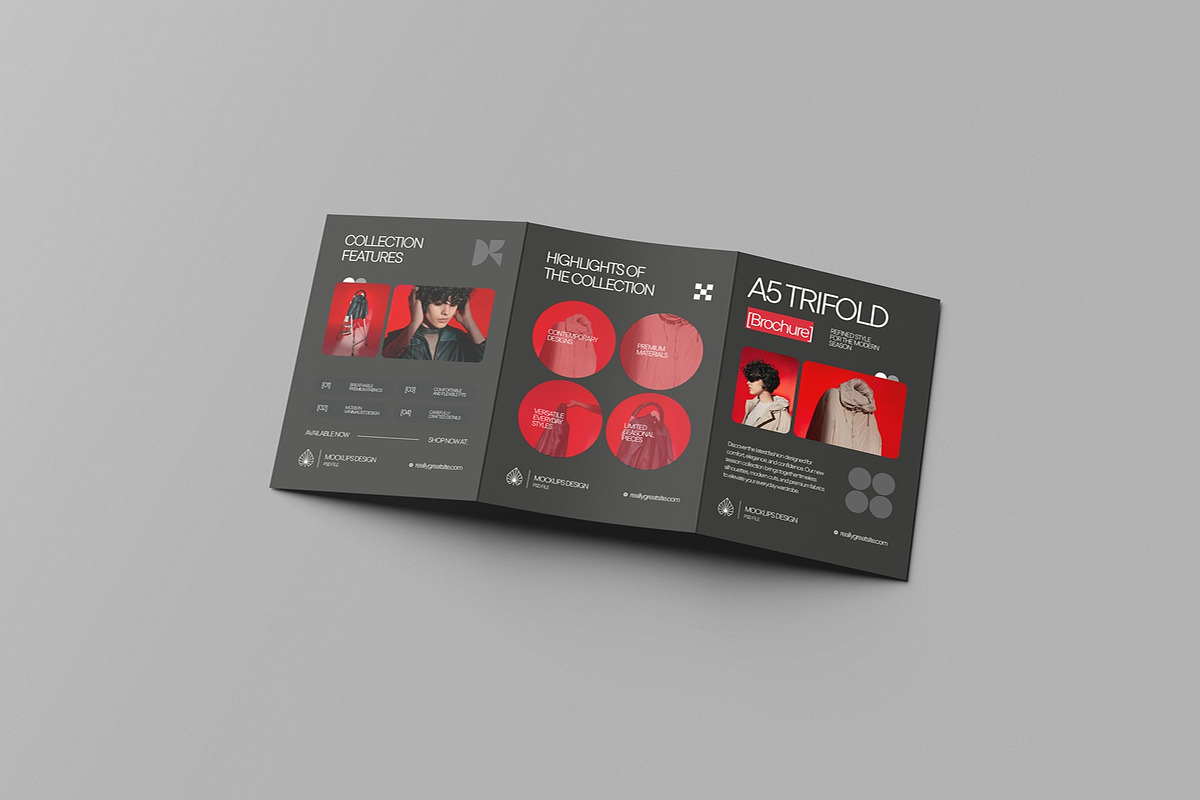 A5 Trifold Brochure Mockup, a Books & Magazine Mockup by hokagata (Photo 2 of 5)
